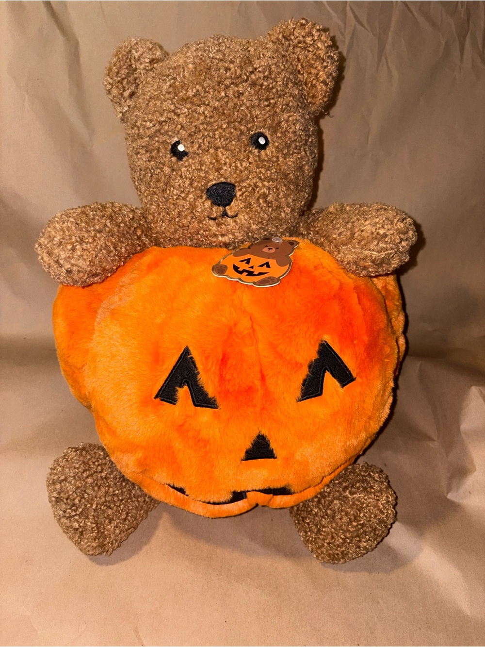 Brown Bear Halloween Pumpkin pillow